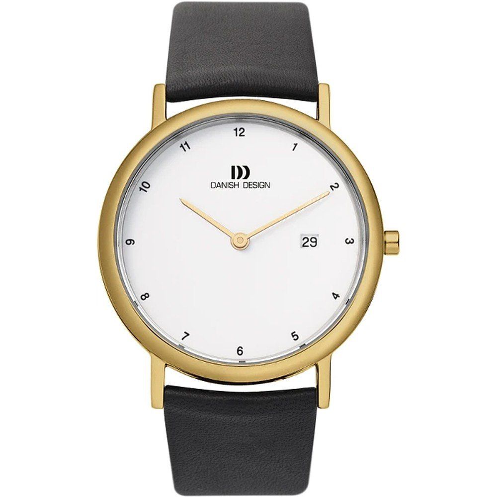 Danish Design Elbe IQ15Q881 Herrenuhr • Titan-Gehäuse vergoldet • Mineralglas mit Datum