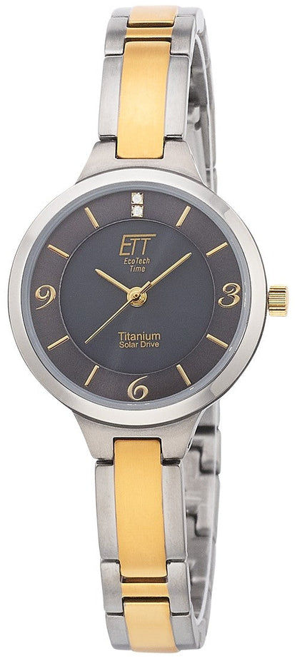 Damenuhr Eco Tech Time ELS-12146-52M mit dunklem Zifferblatt und zweifarbigem Titanband