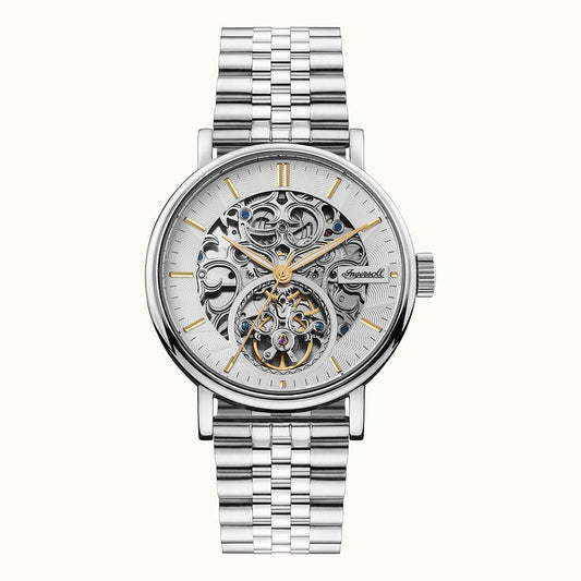 Ingersoll The Charles I05803B Herrenuhr Silber • Automatikwerk • Skelett-Zifferblatt