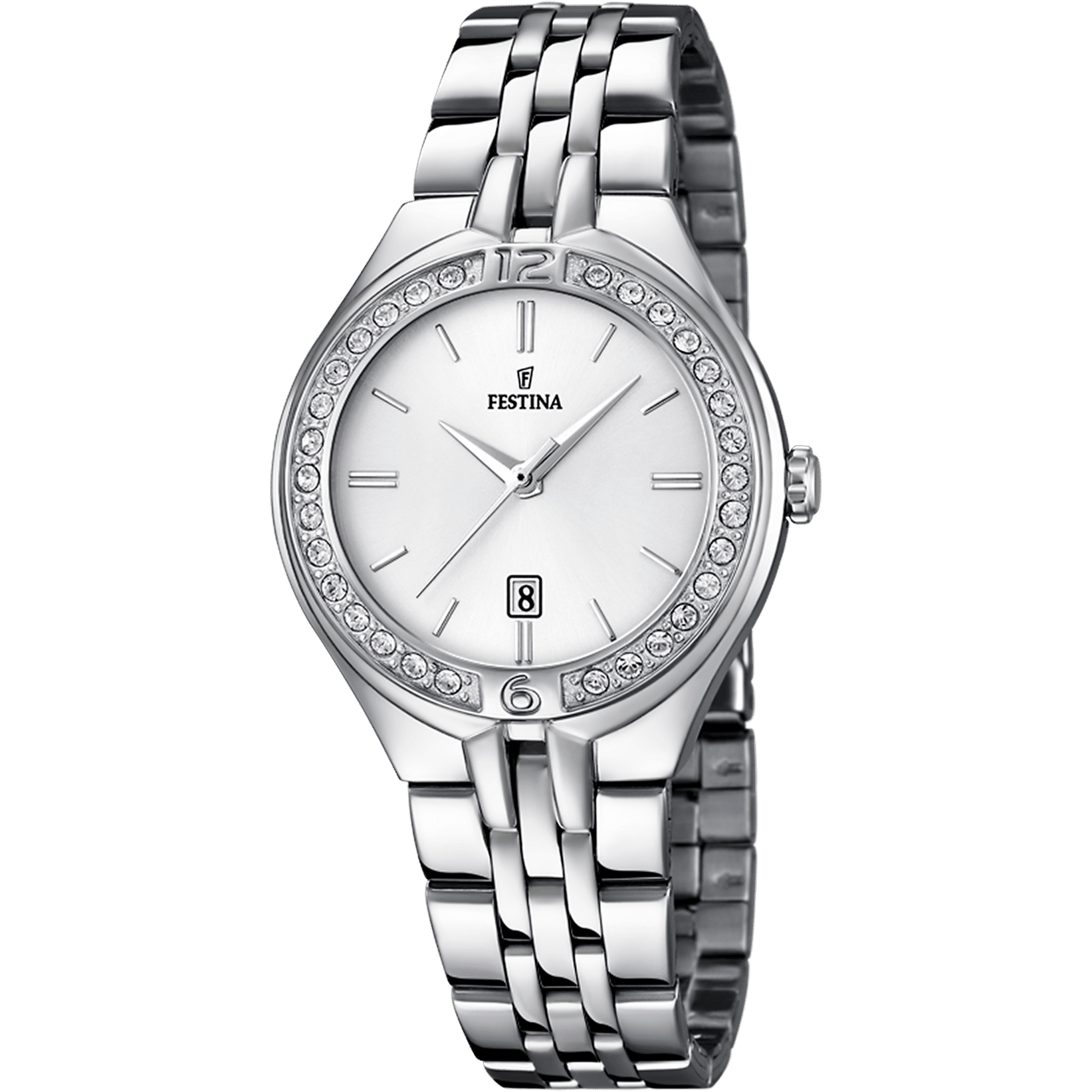 Festina Mademoiselle F16867/1 Damen Armbanduhr Silber • Mineralglas • Zirkonia-Besatz