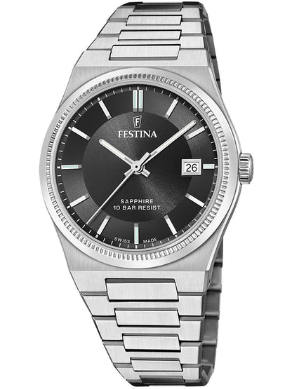 Festina Rivé F20034/4 Herrenuhr Schwarz • Saphirglas • Swiss Made Quarzwerk