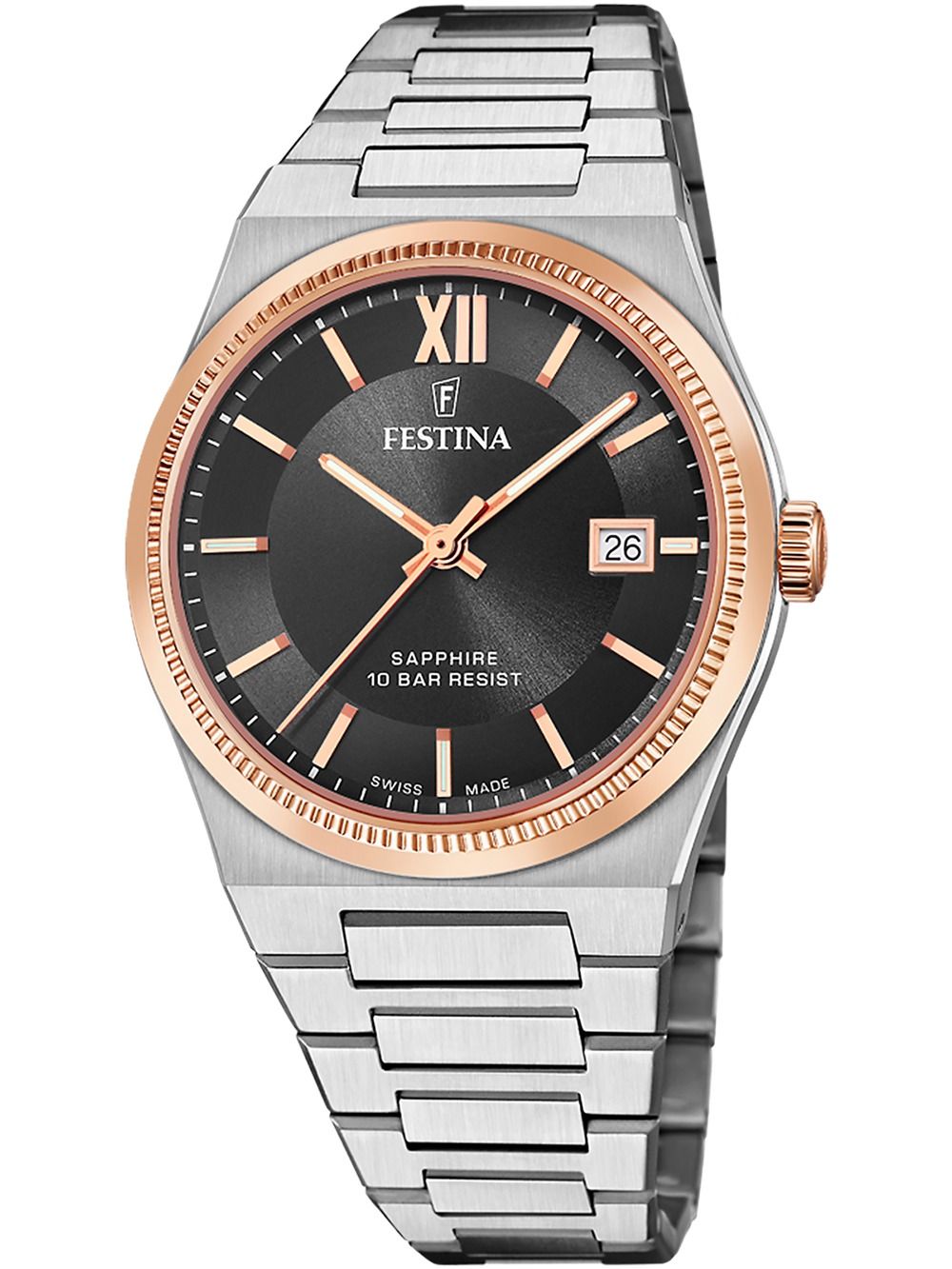 Festina Swiss Made Rivé F20036/3 Herren • Saphirglas entspiegelt • Swiss Made Quarzwerk