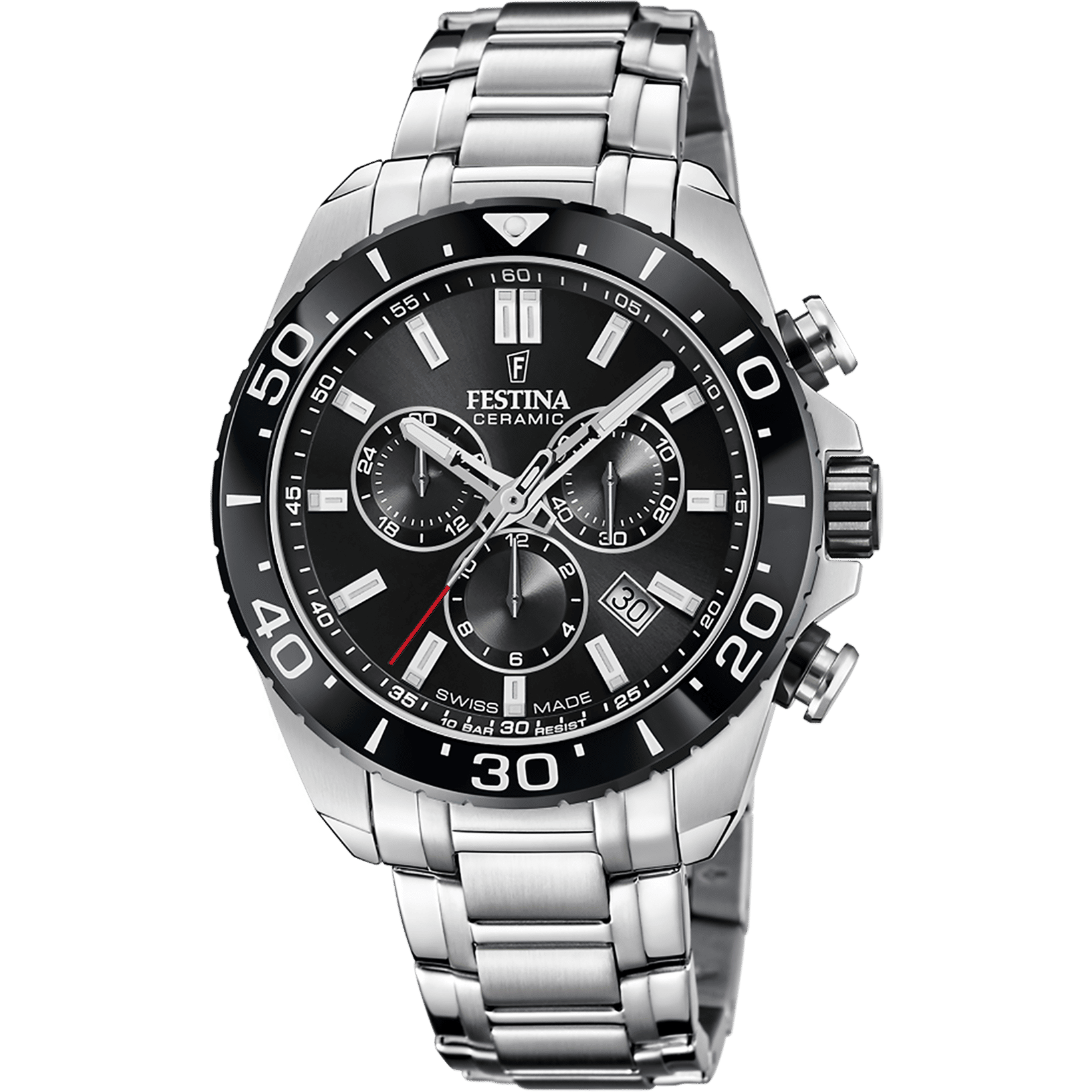 Festina Ceramic Chrono F20042/4 Herrenuhr Schwarz • Saphirglas • Chronograph Swiss Made