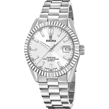 Festina Classic Swiss Made F20084/A Herren Armbanduhr Silber • Saphirglas • Schweizer Quarzwerk
