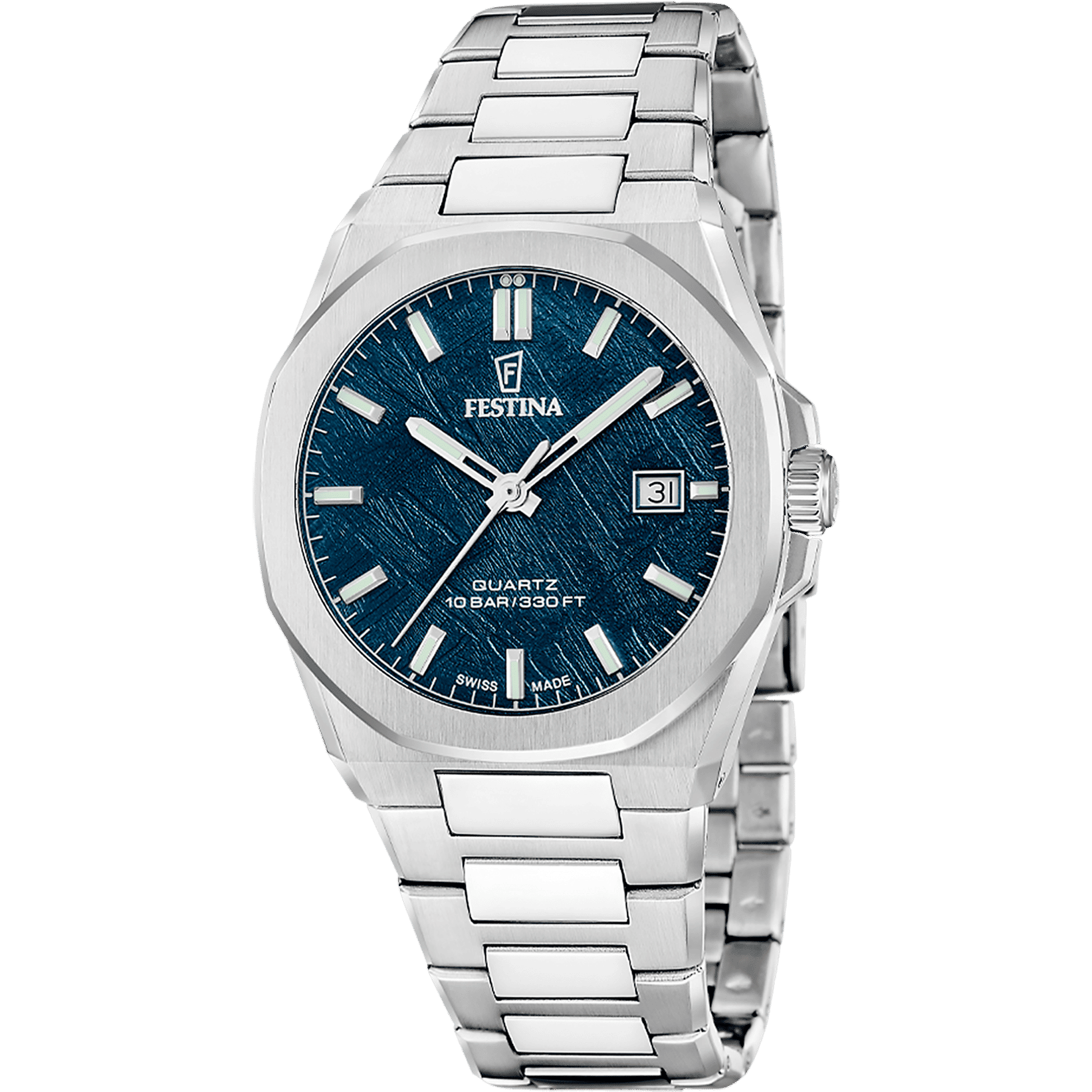 Festina F20100/4 Herrenuhr Stahl/Blau • Saphirglas • Swiss Made