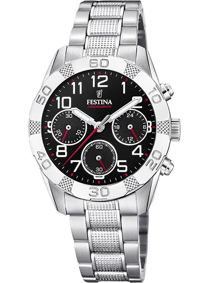 Festina Junior F20345/3 Kinderuhr Schwarz • Chronograph • Mineralglas
