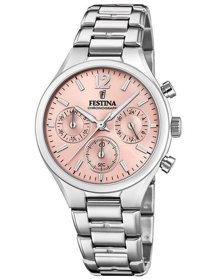 Festina Boyfriend F20391/2 Damenuhr Silber • Chronograph • Mineralglas