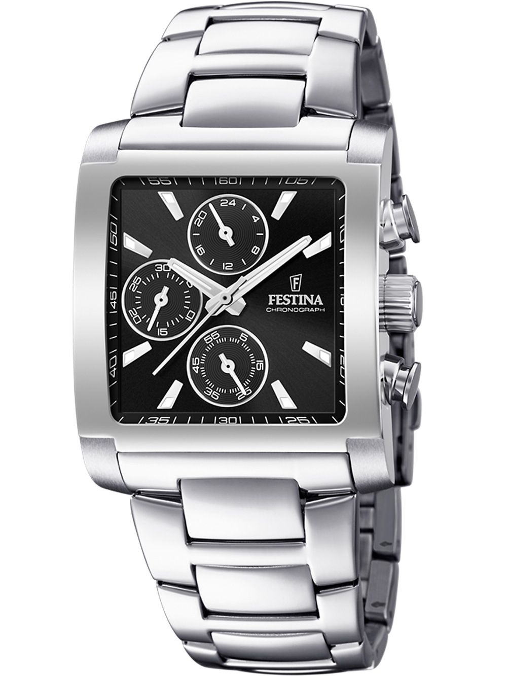 Festina Timeless F20423/3 Herrenuhr Schwarz • Chronograph • Edelstahlarmband