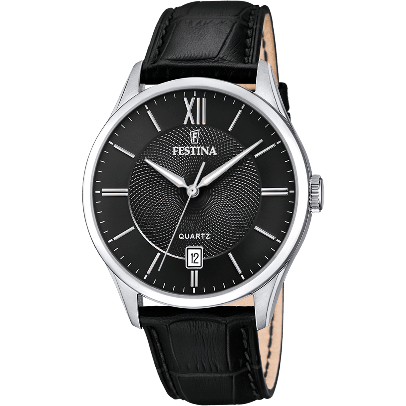Festina Classics F20426/3 Herrenuhr Schwarz • Schwarzes Lederarmband • 5 ATM Wasserdicht