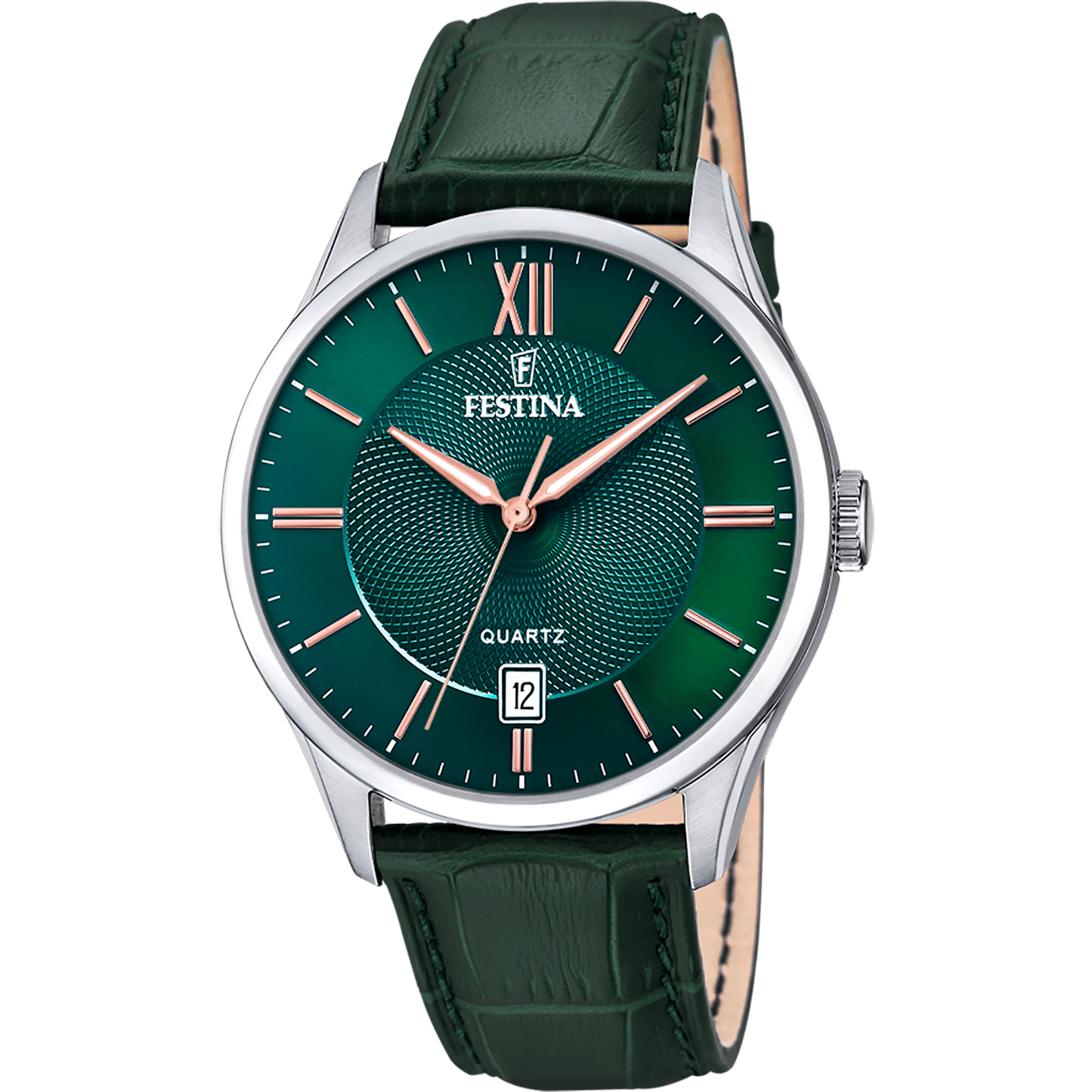 Festina Classics F20426/7 Herrenuhr Grün • Mineralglas • Lederarmband