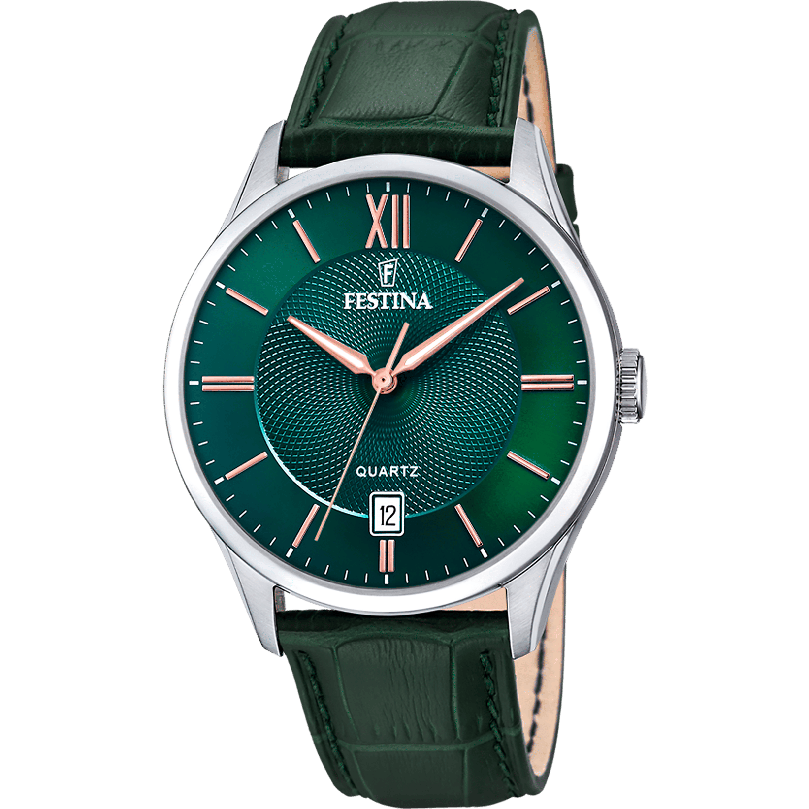 Festina Classics F20426/7 Herrenuhr Grün • Mineralglas • Lederarmband