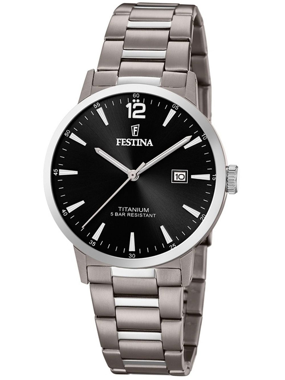 Festina Klassik Titanium F20435/3 Unisex Armbanduhr Schwarz • Titan-Chronograph • Mineralglas