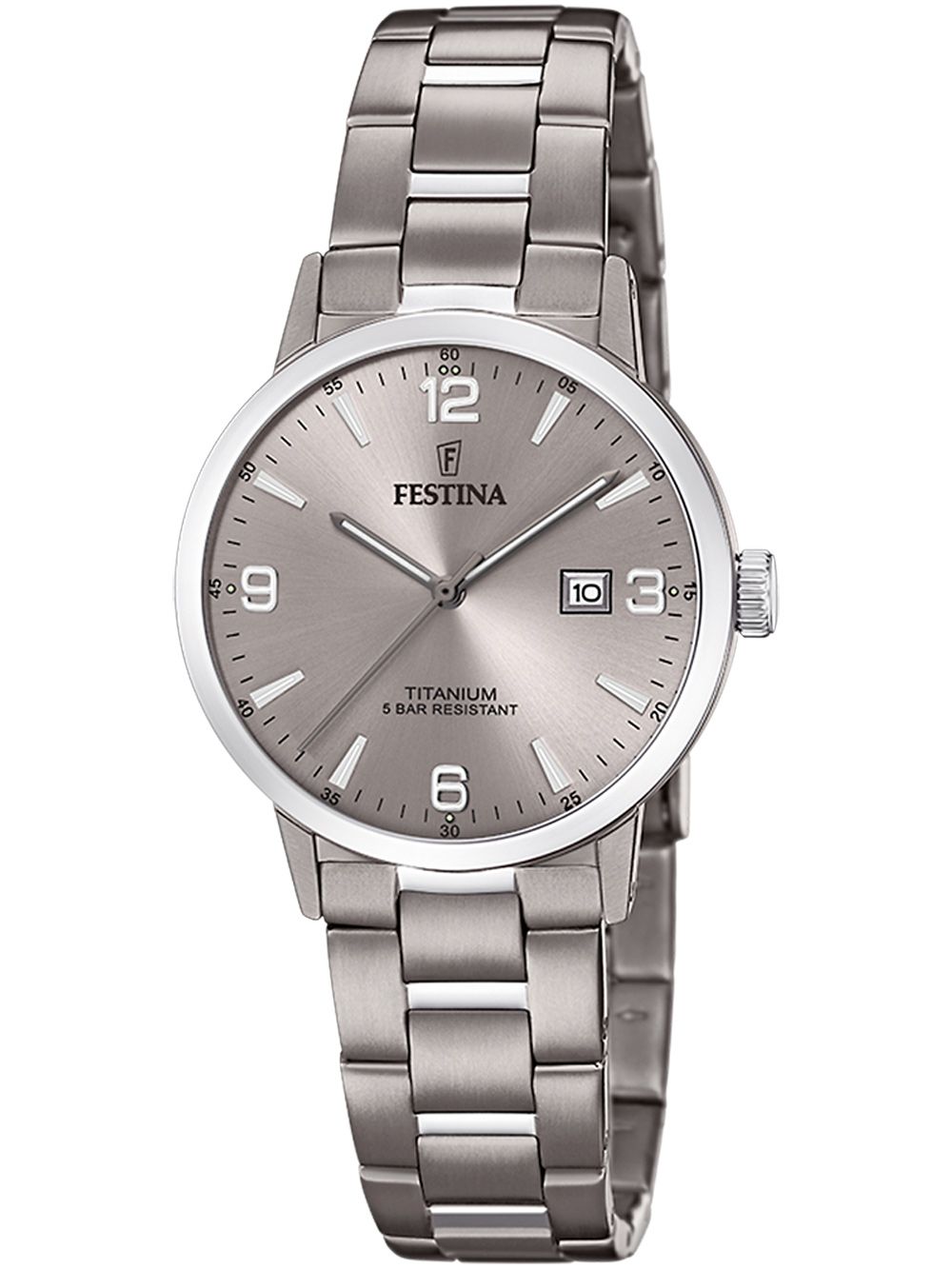 Festina Titanium F20436/2 Damenuhr Grau • Leichtes Titangehäuse • Mineralglas mit Datumsanzeige