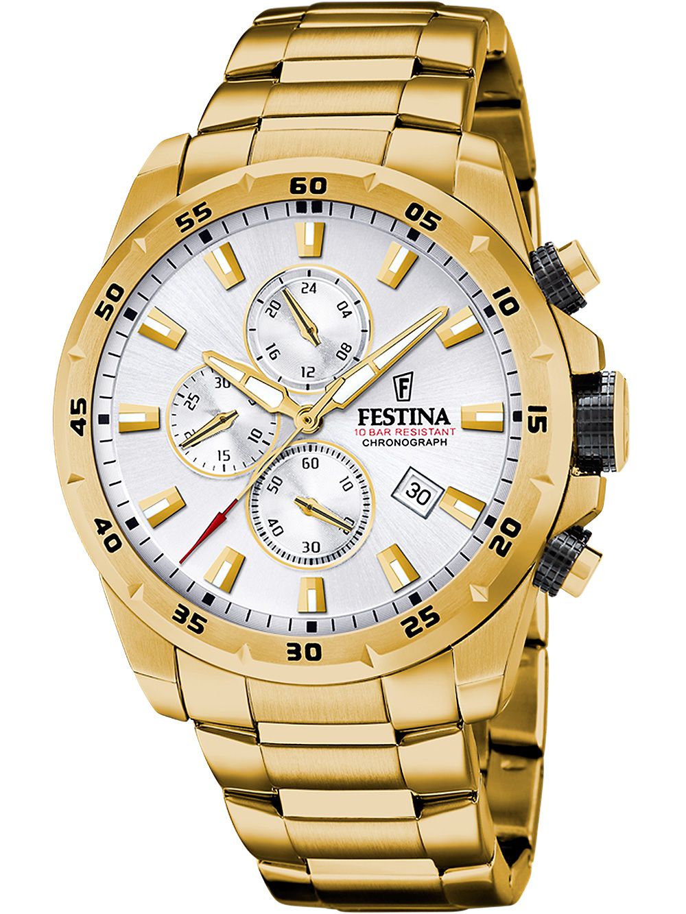 Festina Chrono Sport F20541/1 Herrenuhr Goldfarben • Chronograph • Mineralglas