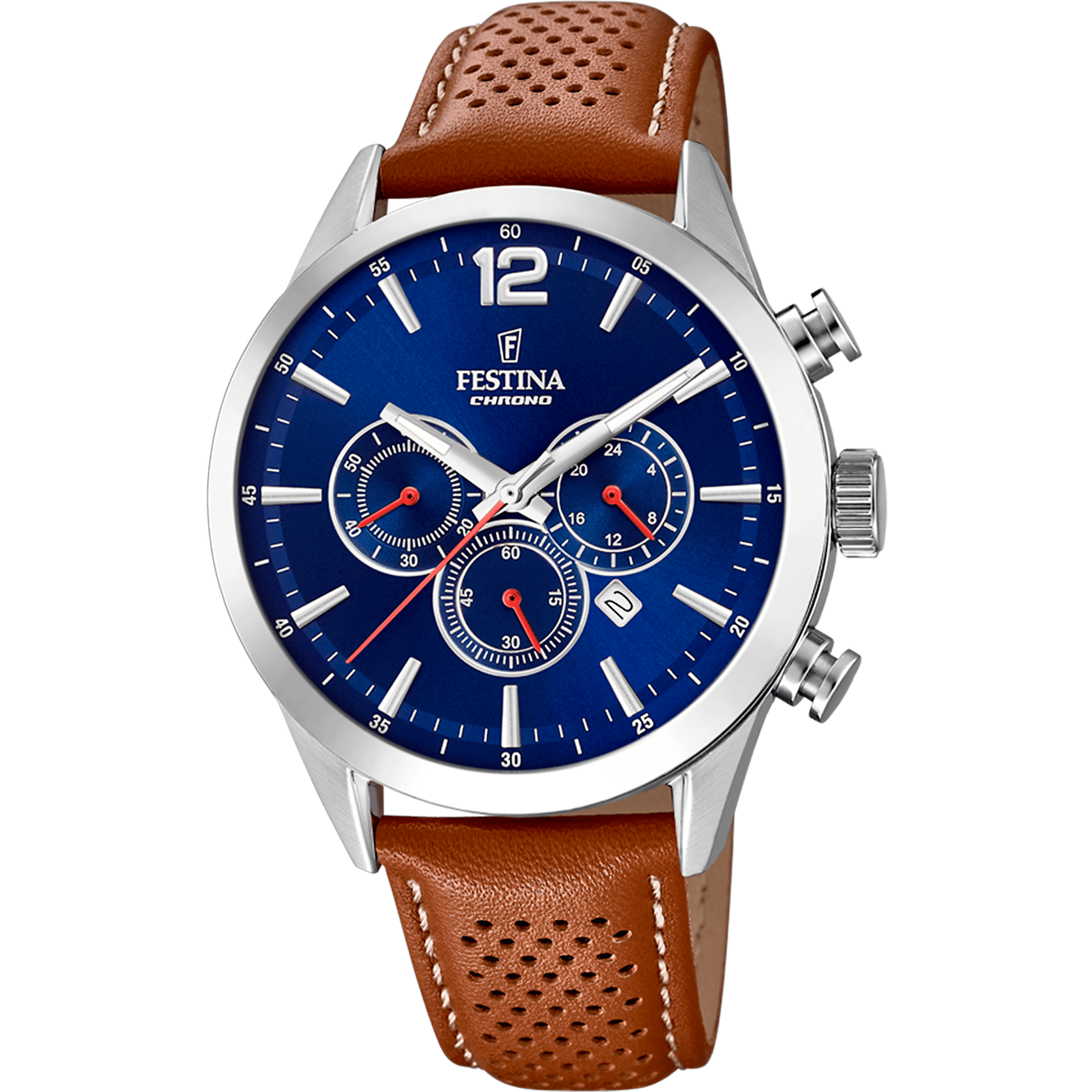 Festina Timeless Chronograph F20542/3 Herrenuhr Blau • Quarzwerk mit Chronograph • Mineralglas