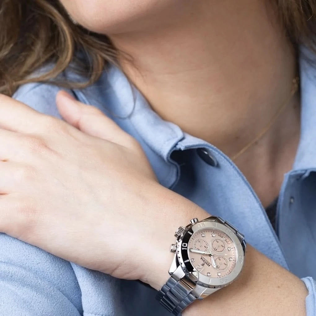 Festina Boyfriend F20603/7 Women's Watch • Pink Dial with Crystals • High-Quality Stainless Steel