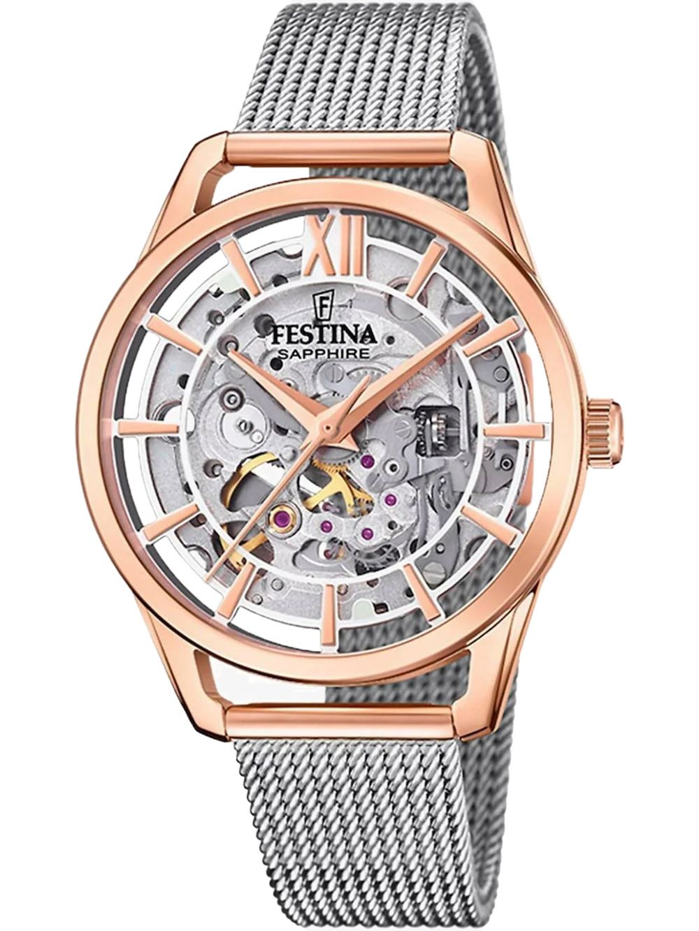 Festina Automatic F20628/1 Damen Armbanduhr Roségold • Saphirglas • Automatikwerk