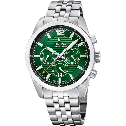 Festina F20742/5 Herren Chronograph Armbanduhr Grün • Miyota Quarzwerk • 10 ATM