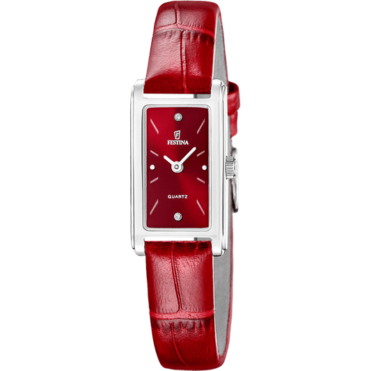 Zegarek damski Festina Mademoiselle F20769/3 czerwony • mechanizm kwarcowy • pasek skórzany