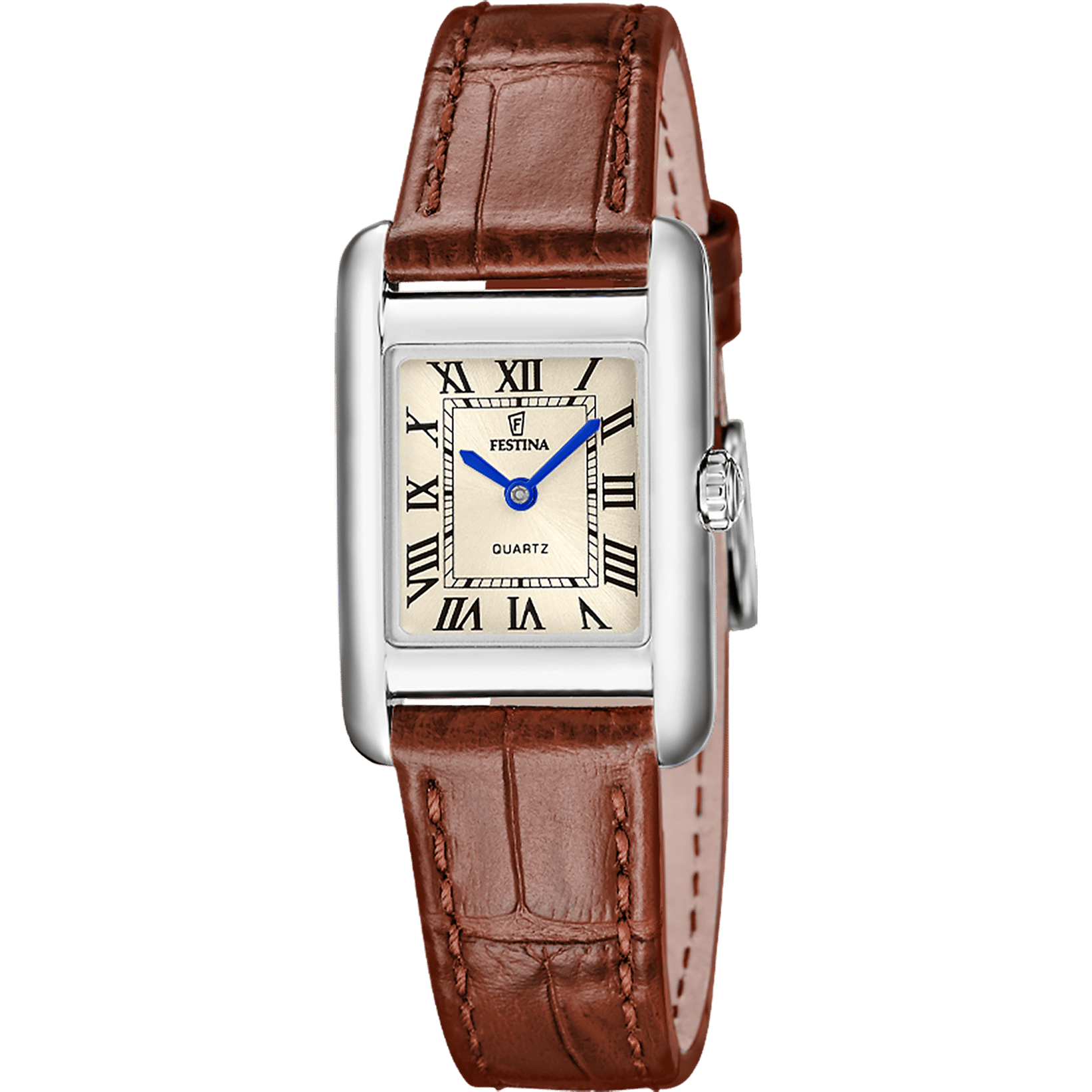 Festina On The Square F20773/2 Damen Armbanduhr • Lederarmband • Goldfarben