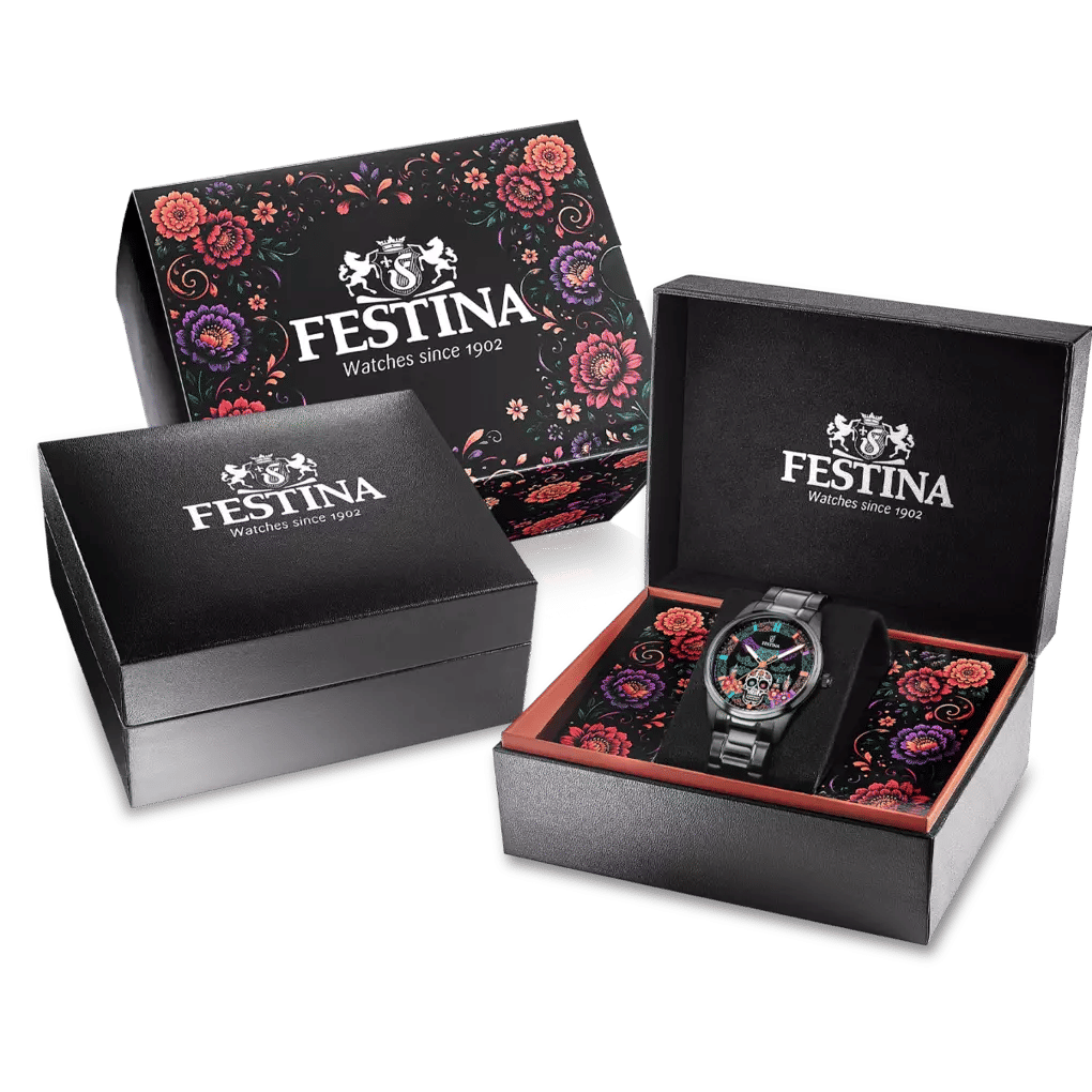 Festina Día de Muertos F20810/1 Men's Watch Black • Special Edition Day of the Dead • Engraved Case Back