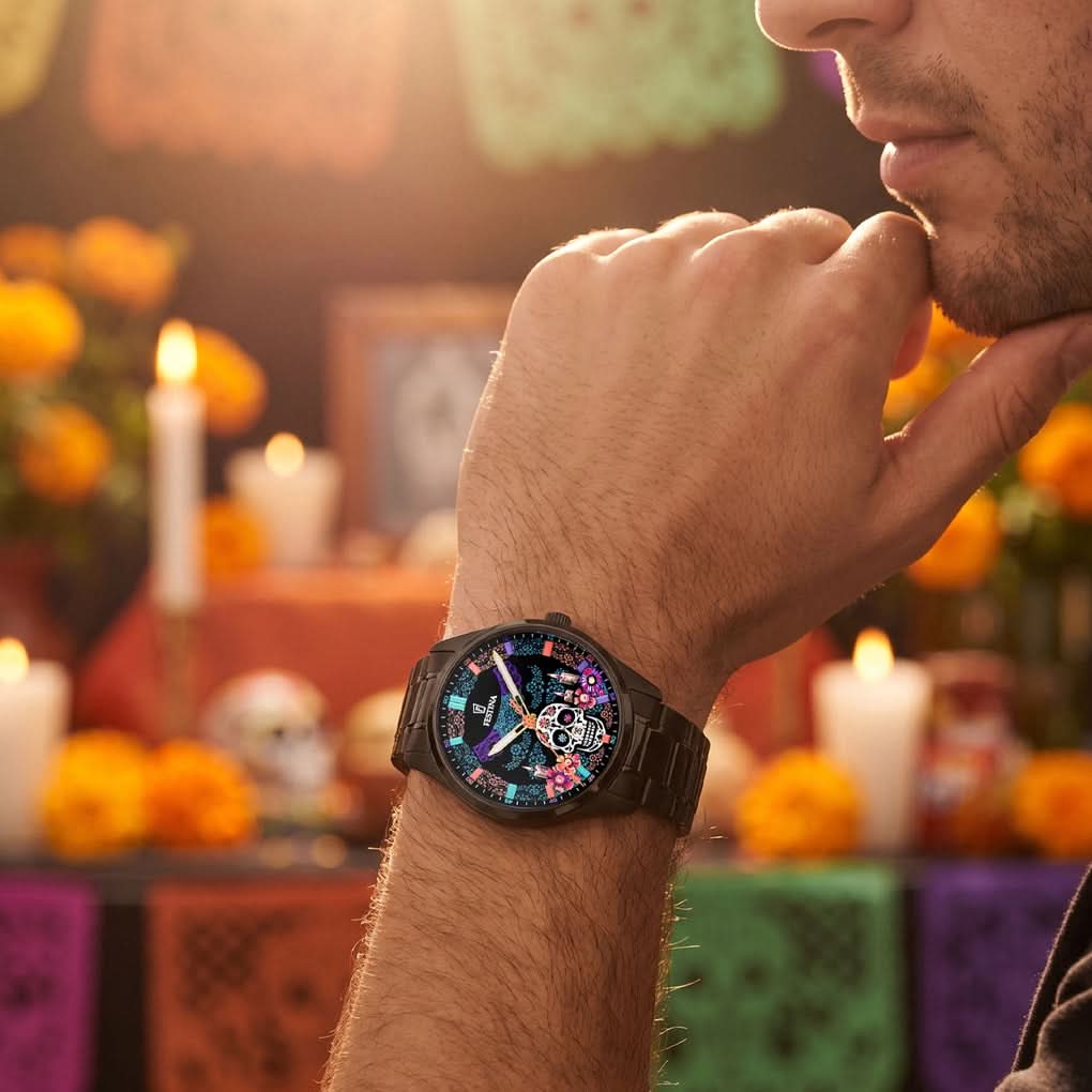 Festina Día de Muertos F20810/1 Men's Watch Black • Special Edition Day of the Dead • Engraved Case Back