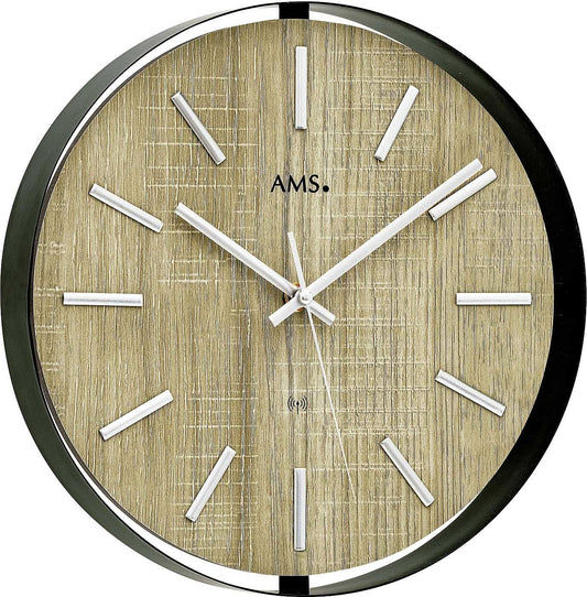 AMS Wall Clock 30x30x5 cm Metal • Radio-Controlled • Modern Design