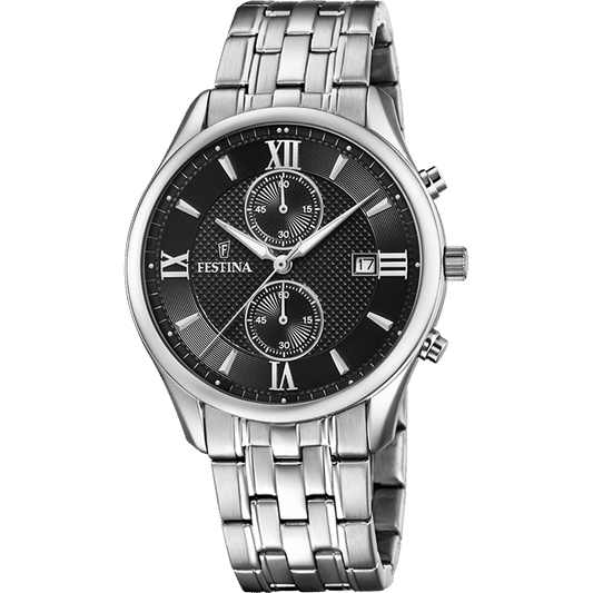 Festina Timeless Chronograph F6854/8 Herrenuhr Schwarz • Chronograph • Mineralglas