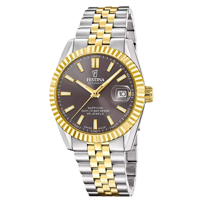 Festina Swiss Made F20091/3 Herrklocka Grå • Automatiskt Urverk Soprod P024 • Safirglas