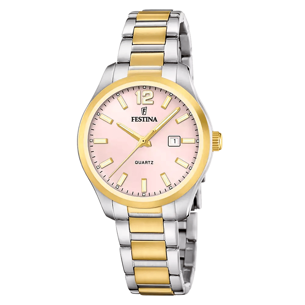 Festina Classics F20739/2 Damklocka Rosa • Mineralglas • Tvåfärgat Armband