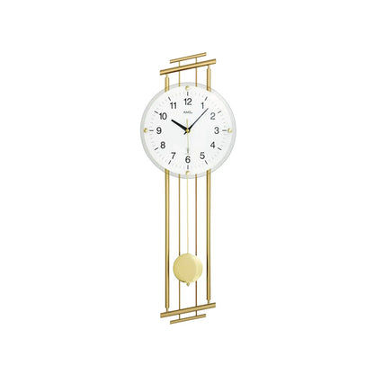 Messing-Wanduhr mit rundem Zifferblatt und Pendel