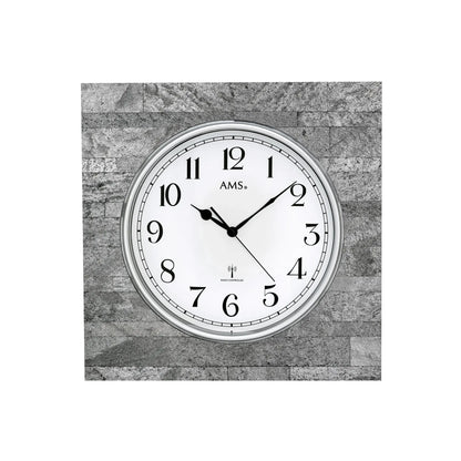 AMS Funk-Wanduhr in Anthrazit mit Mineralglas, römisches Ziffernblatt und Zeigern