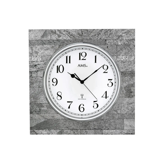 AMS Funk-Wanduhr in Anthrazit mit Mineralglas, römisches Ziffernblatt und Zeigern