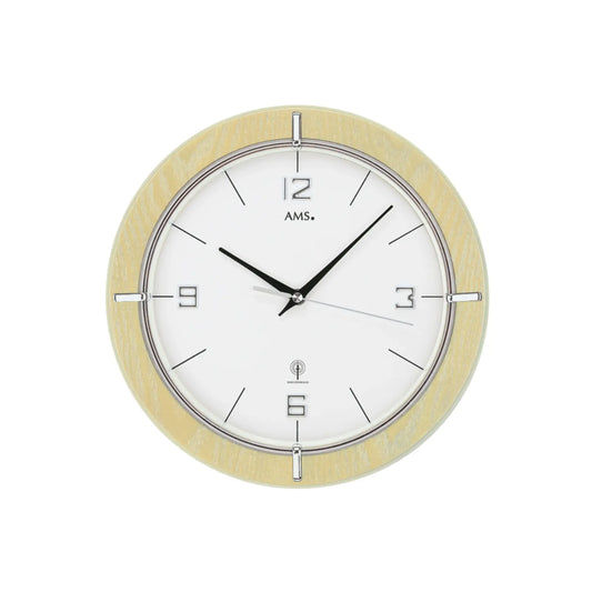 AMS F5830 Wall Clock Maple • Radio-Controlled Movement • Mineral Glass