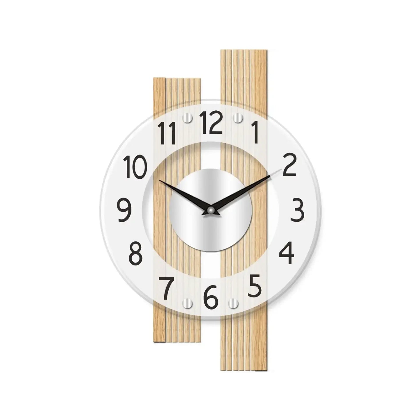 AMS F5874 Wall Clock Beech • Radio-Controlled • Satinized Mineral Glass