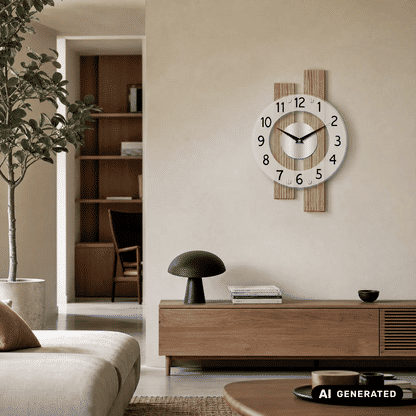 AMS F5874 Wall Clock Beech • Radio-Controlled • Satinized Mineral Glass