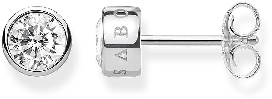 Stud earrings with white stone - 925 Sterling Silver