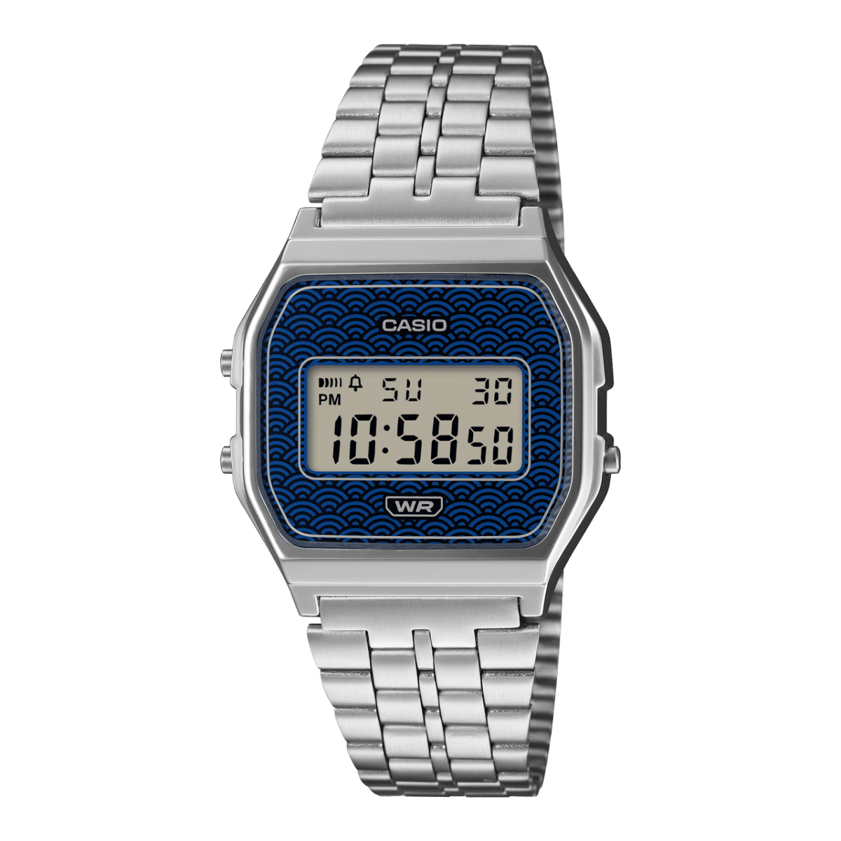 Casio Vintage A159WEVJ-2EF Armbanduhr Dunkelblau • Seigaiha-Muster • Made in Japan