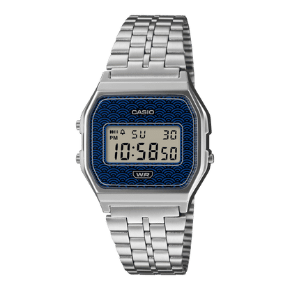 Casio Vintage A159WEVJ-2EF Armbanduhr Dunkelblau • Seigaiha-Muster • Made in Japan