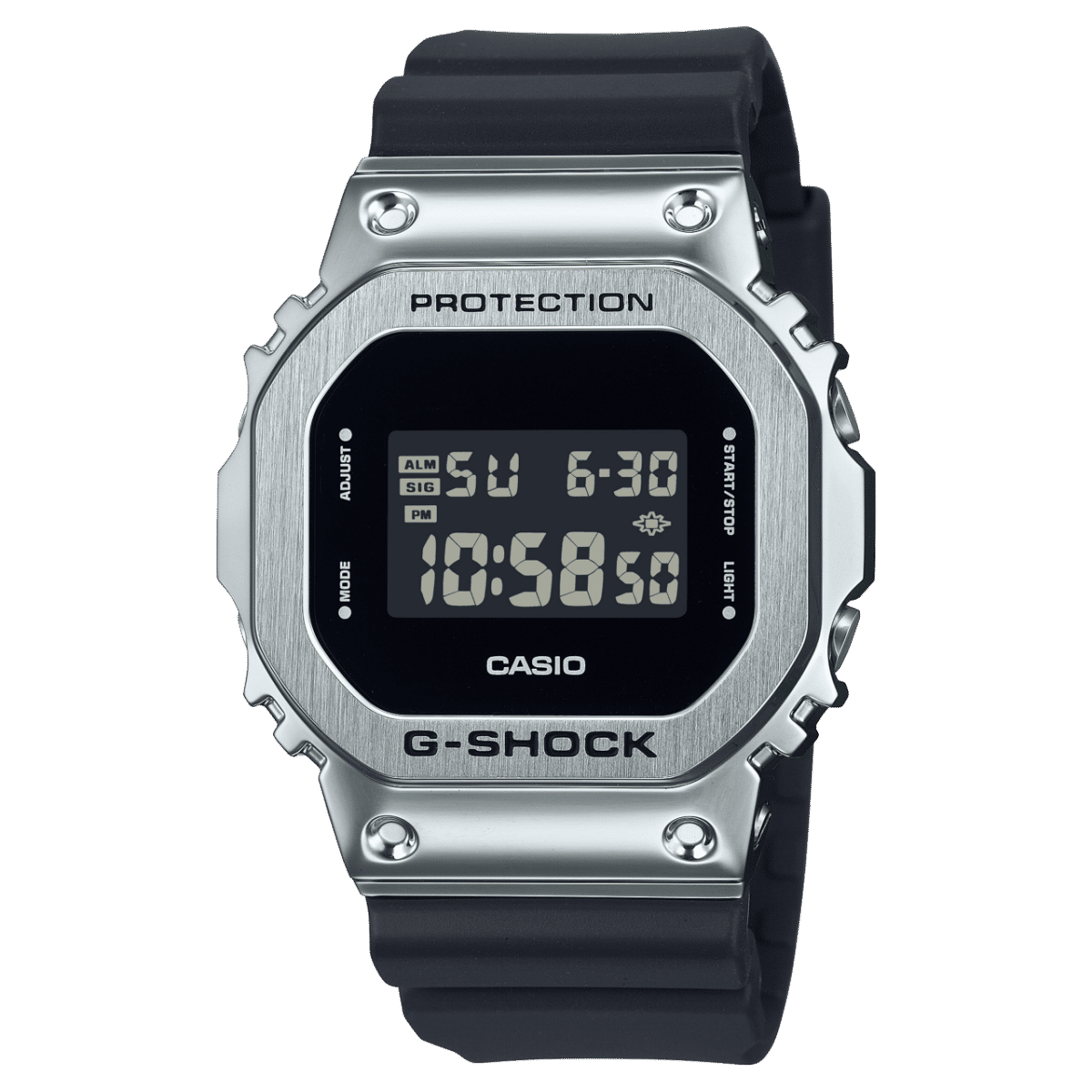 Casio GM-5600U-1ER G-Shock Herrenuhr Schwarz • Gehäuse aus Resin/Edelstahl • Invertiertes LCD-Display