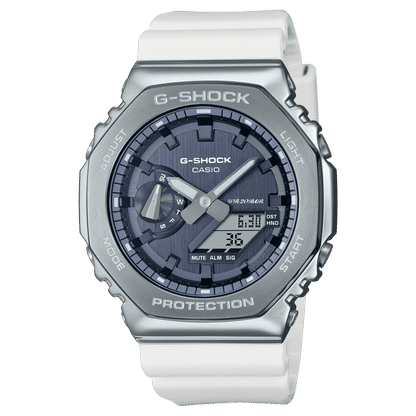 Casio GM-2100WS-7AER G-Shock Classic Herrenuhr Weiß • Metallverkleidung & Mineralglas • Stoßfest bis 20 bar