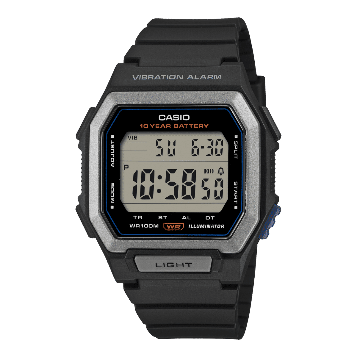 Casio W-738H-1AVEF Herren Digitaluhr Schwarz • Vibrationsalarm • 100-m-Wasserdichtigkeit