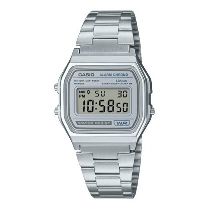 Casio Vintage A158WEA-7EF Vintage Series Armbanduhr Blau • Retro-Metallband • LED-Beleuchtung