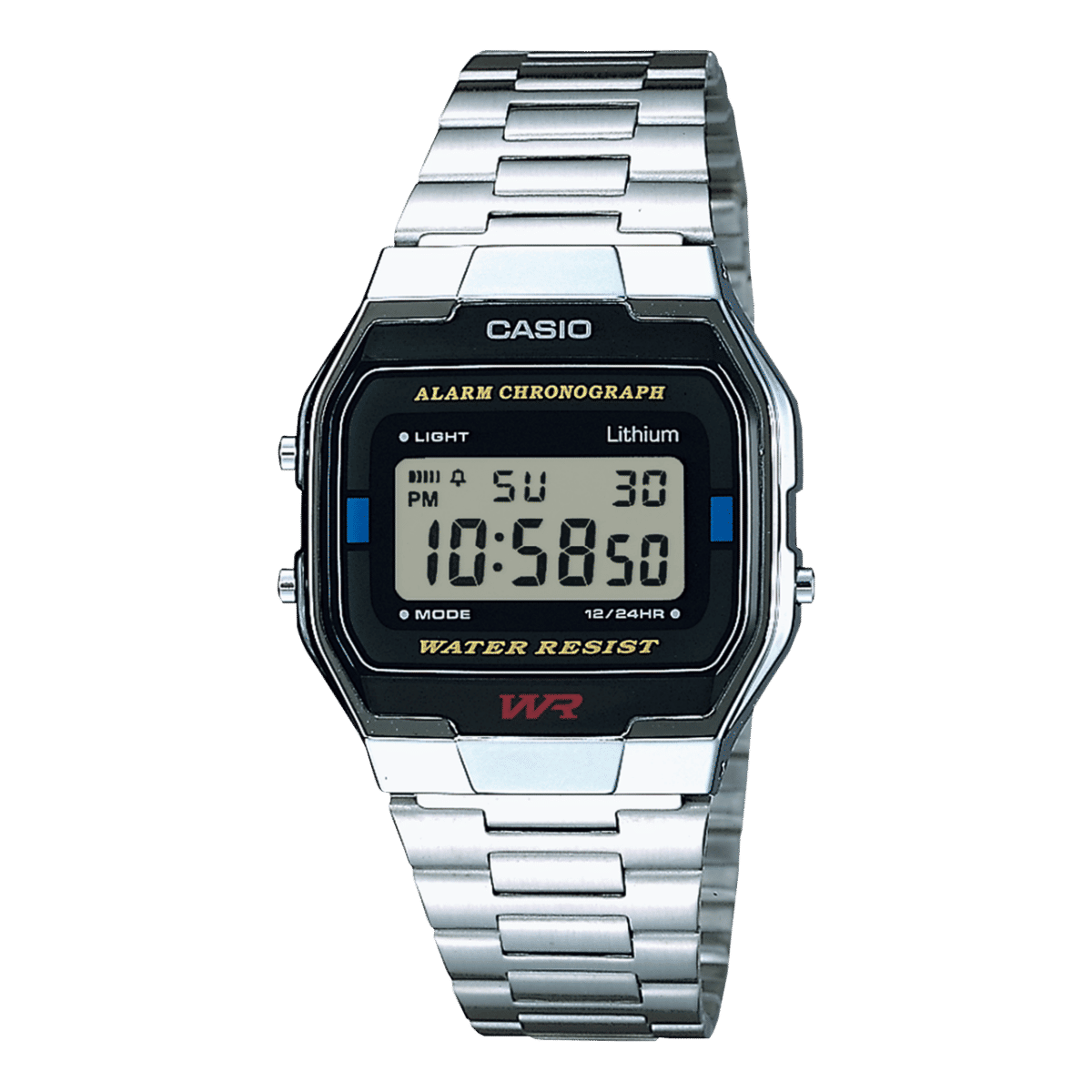 Casio Collection A163WA-1QES Digitaluhr Silber • Edelstahlarmband • Retro-Design