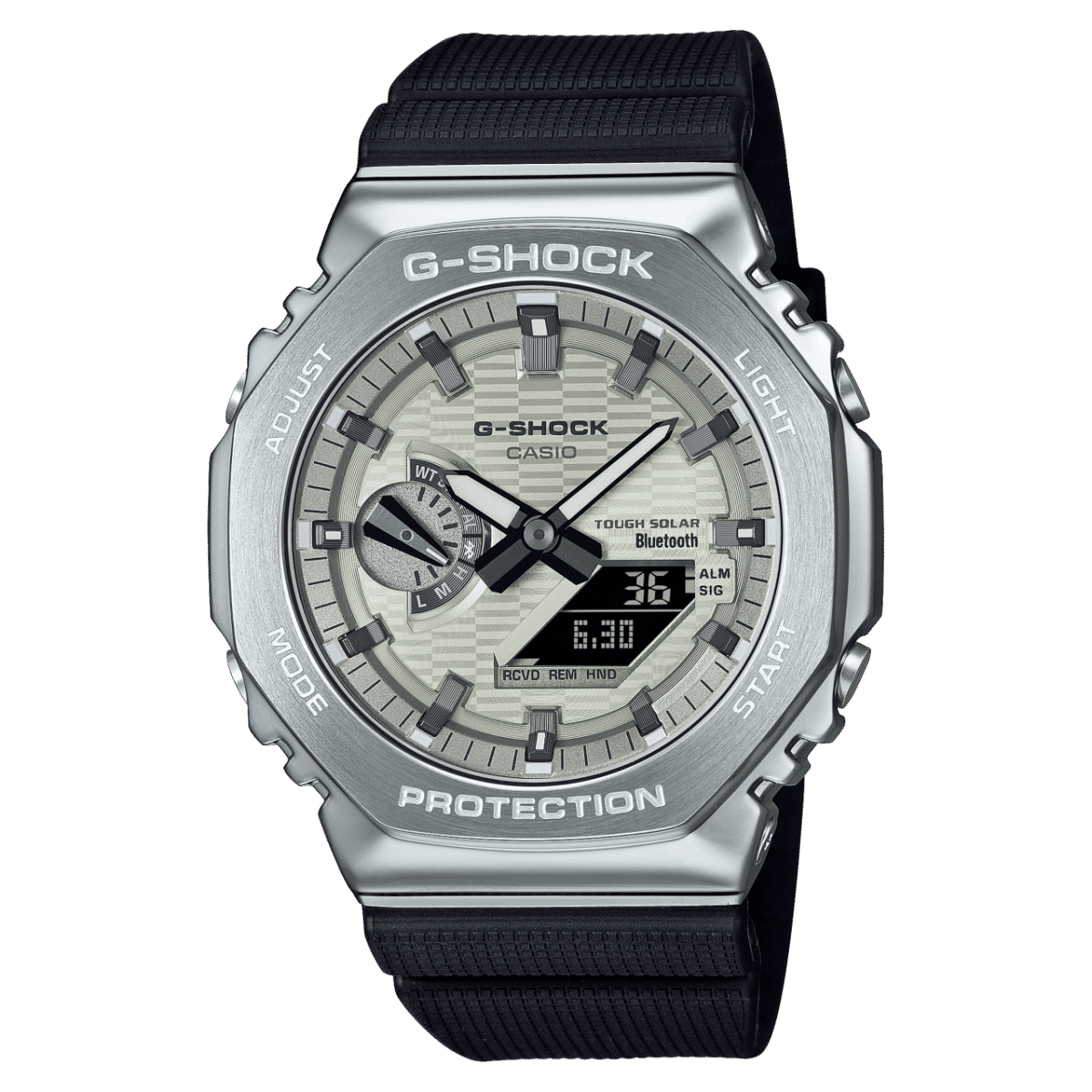 Casio G-Shock GBM-2100A-8BER Herrenuhr • Tough Solar & Bluetooth • Achteckiger Edelstahlrahmen