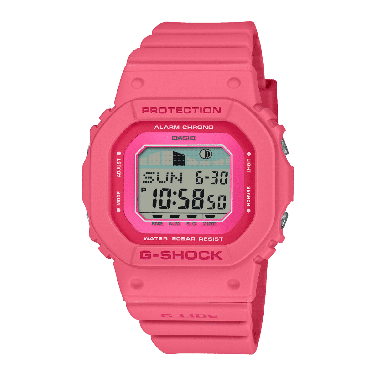 Casio GLX-S5610-4ER Damen Digitaluhr G-Lide Pink • Gezeitengrafik & Monddaten • Biobasiertes Resin