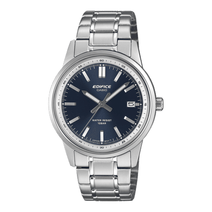 Herrenarmbanduhr Edifice mit blauem Zifferblatt und silbernem Edelstahlarmband