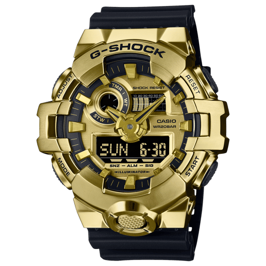 G‑SHOCK Herrenarmbanduhr: goldfarbenes Edelstahlgehäuse, schwarzes Band