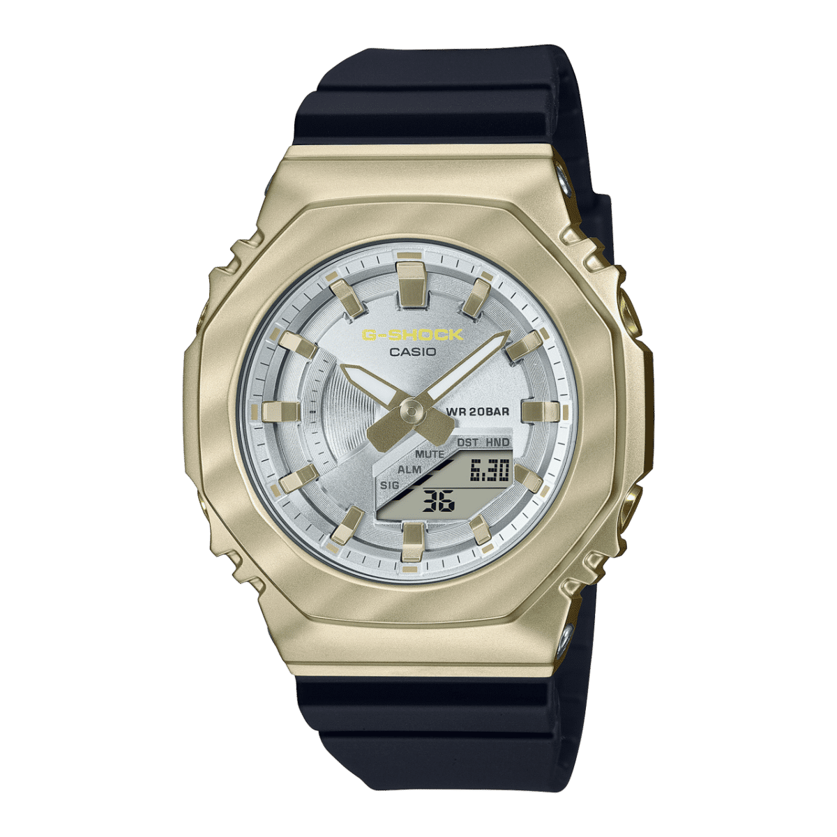 Casio G-Shock Octagon GM-S2100BC-1AER Damen • Metallgehäuse mit Gelbgold-Lünette • Analog-Digital