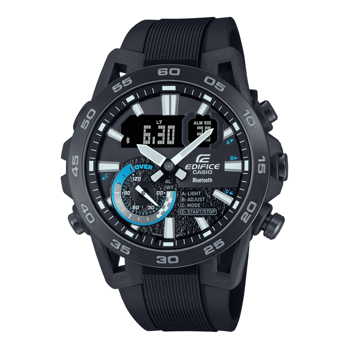 Casio Edifice Herrenuhr in Schwarz mit Bluetooth, Motorsport-Zifferblatt und drei Hilfszifferblättern